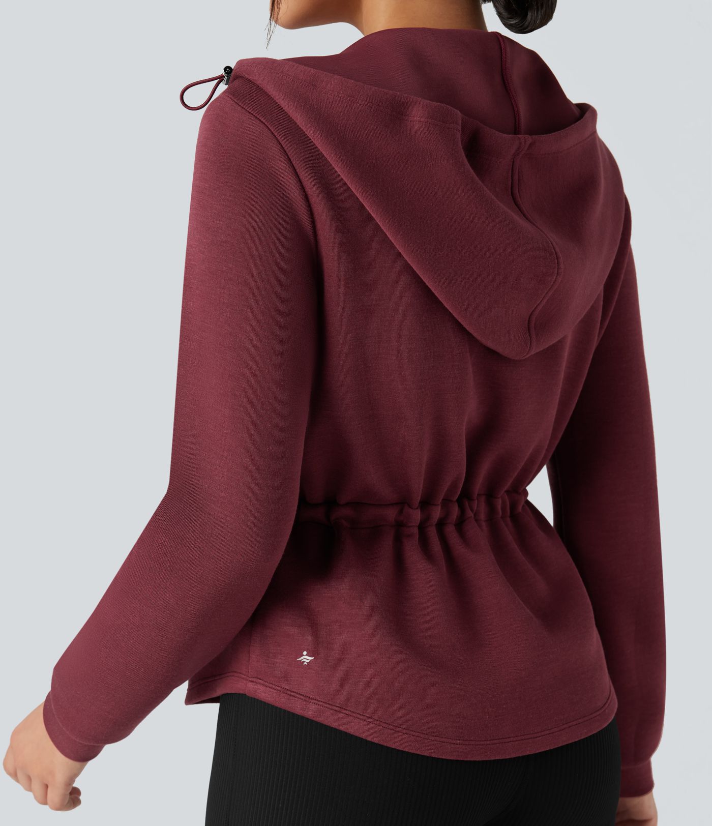 SpacerTek™ Hooded Long Sleeve Drawstring Zip Fly Curved Hem Workout Jacket