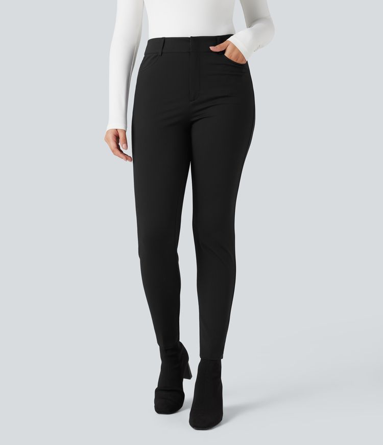 Halara Flex™ - Skinny-Stoffhose mit hohem Bund, mehreren Taschen und Fischgrätenmuster