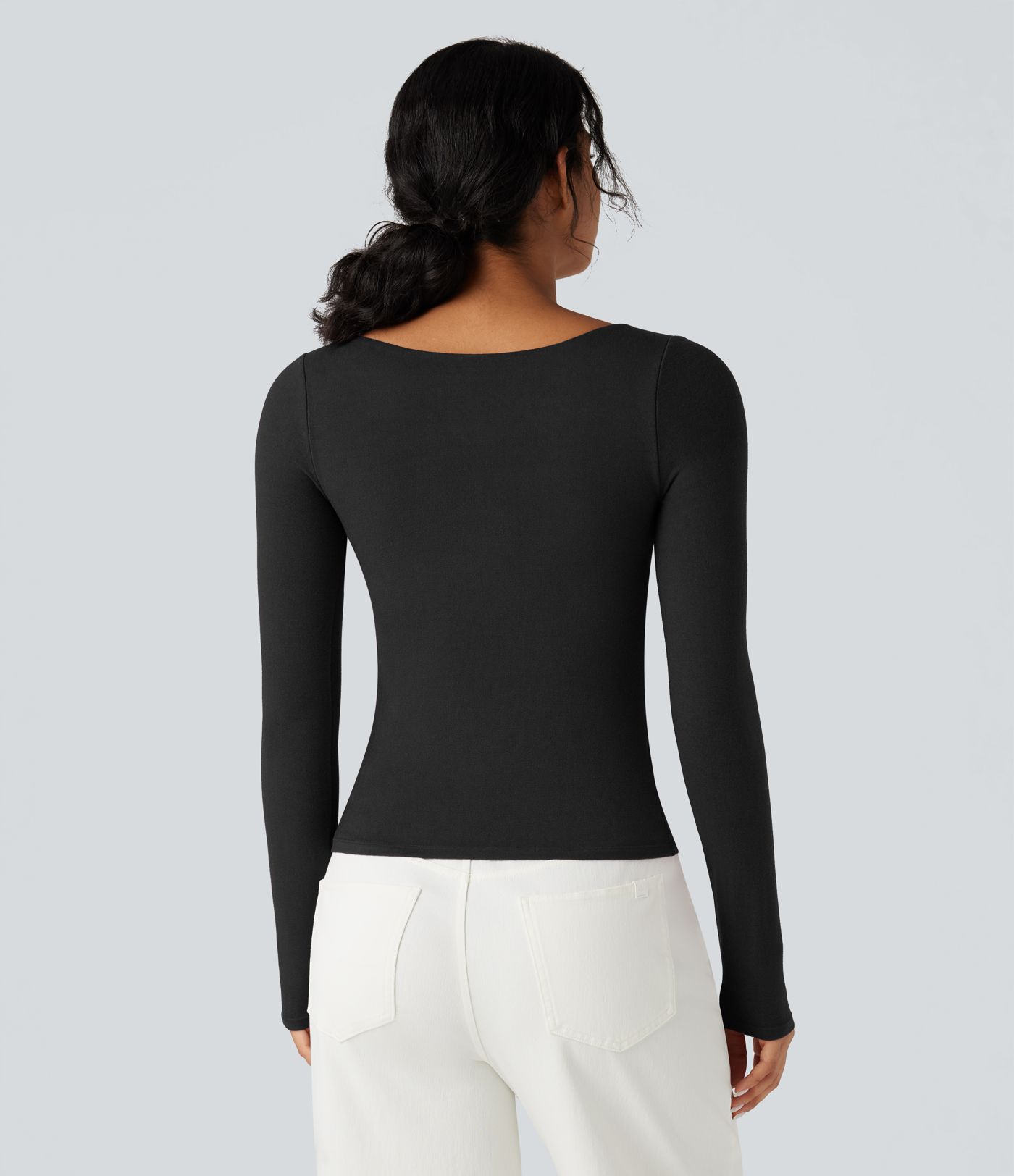 Halara HeatCore Sweetheart Neck Push-Up Long Sleeve Casual Warming Top A/B Cup