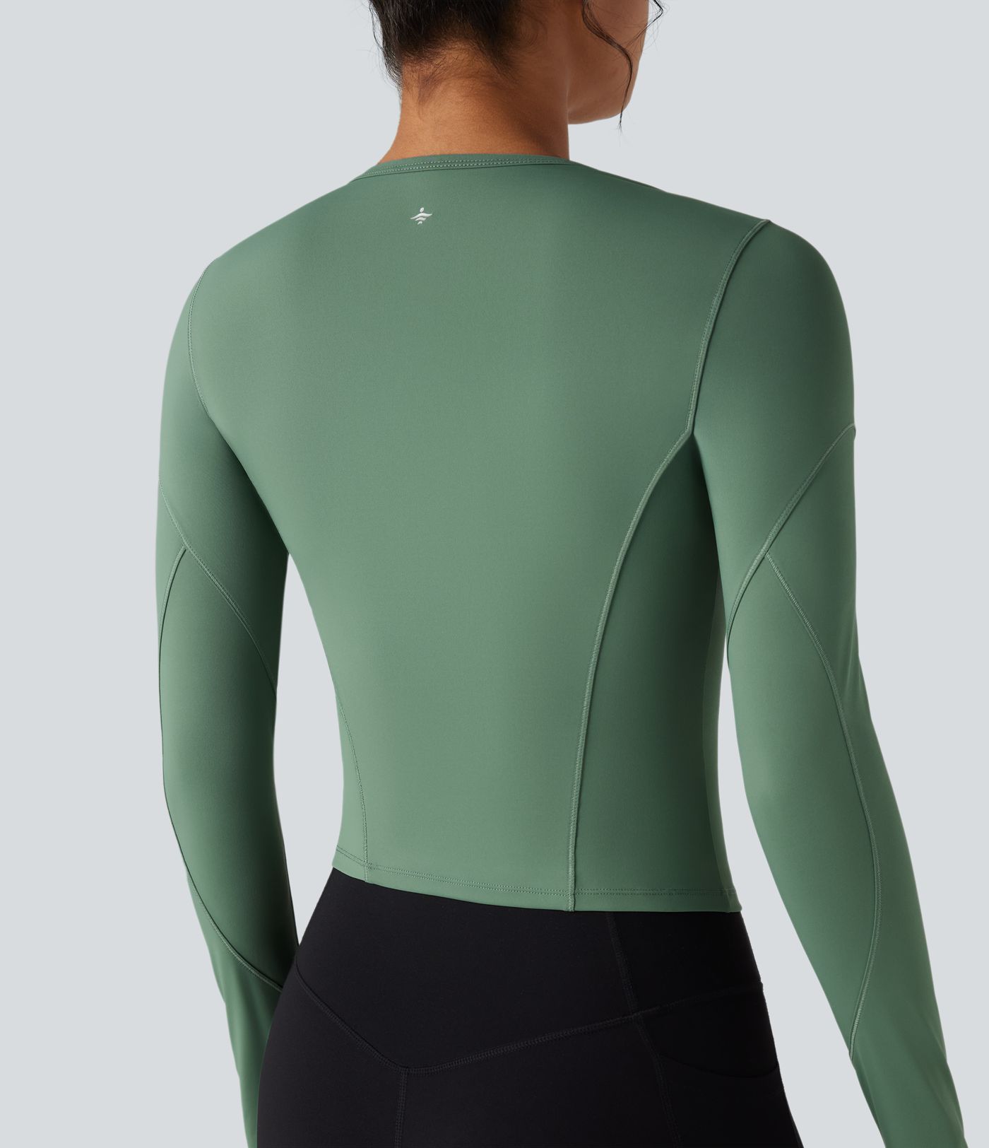 Round Neck Long Sleeve Thumb Hole Yoga Sports Top