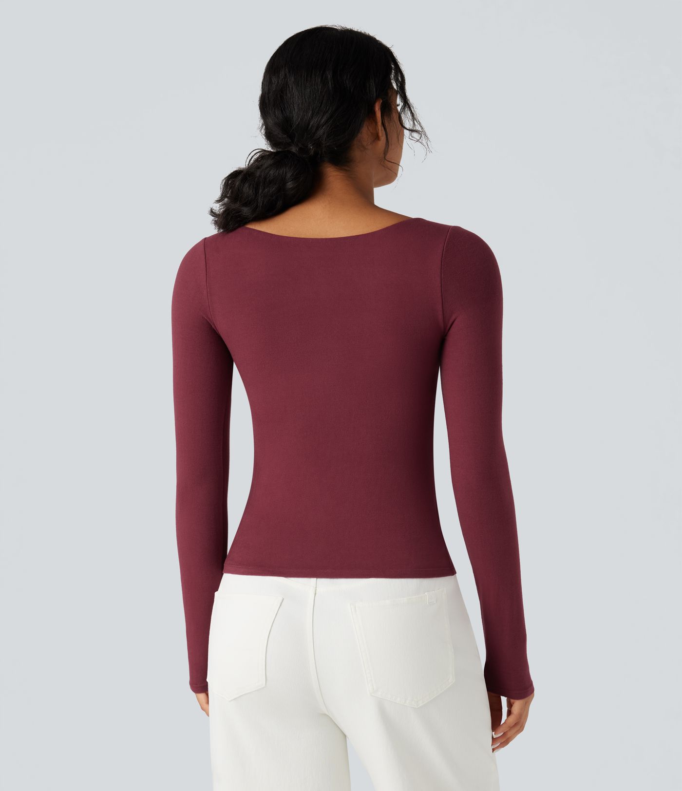 Halara HeatCore Sweetheart Neck Push-Up Long Sleeve Casual Warming Top A/B Cup