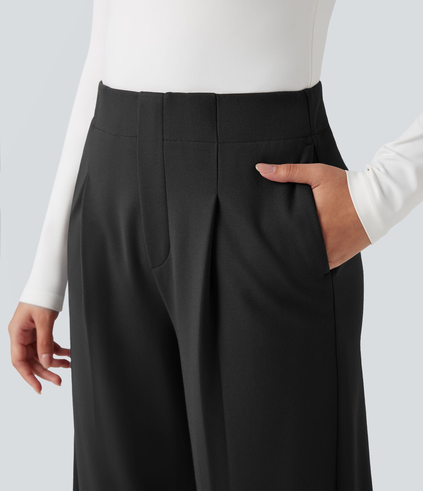 Halara Flex™ High-waisted Tummy Control Built-in Underwear Suit Work Barrel Leg Pants with Pockets