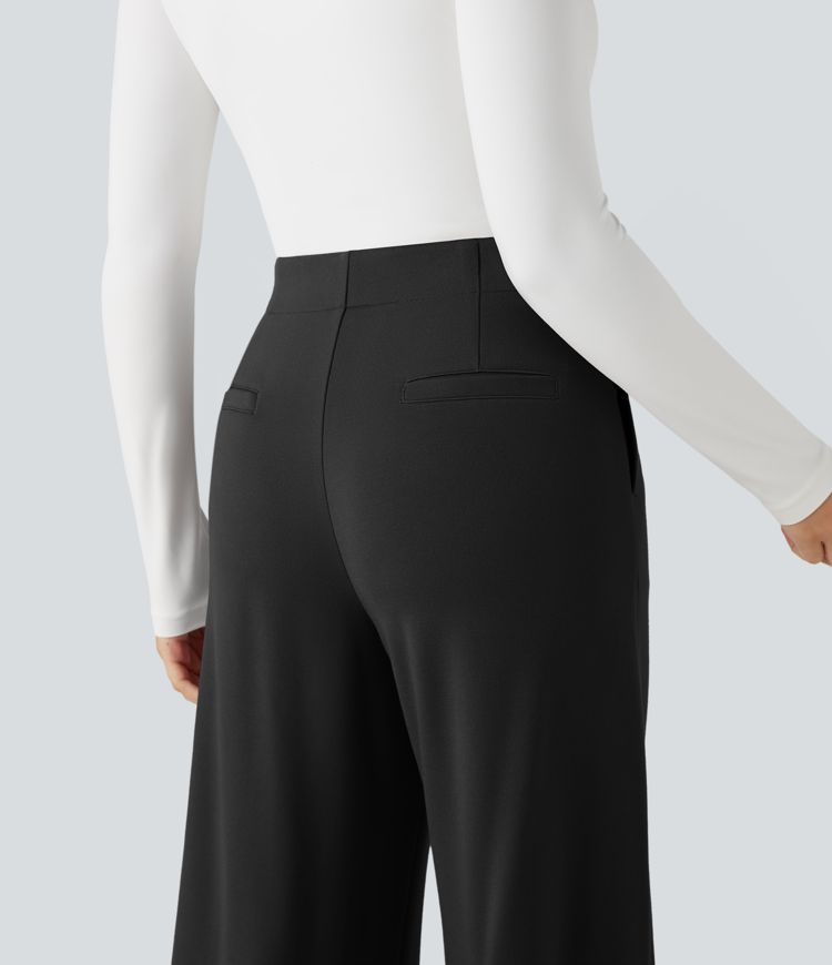 Halara Flex™ High-waisted Tummy Control Built-in Underwear Suit Work Barrel Leg Pants with Pockets