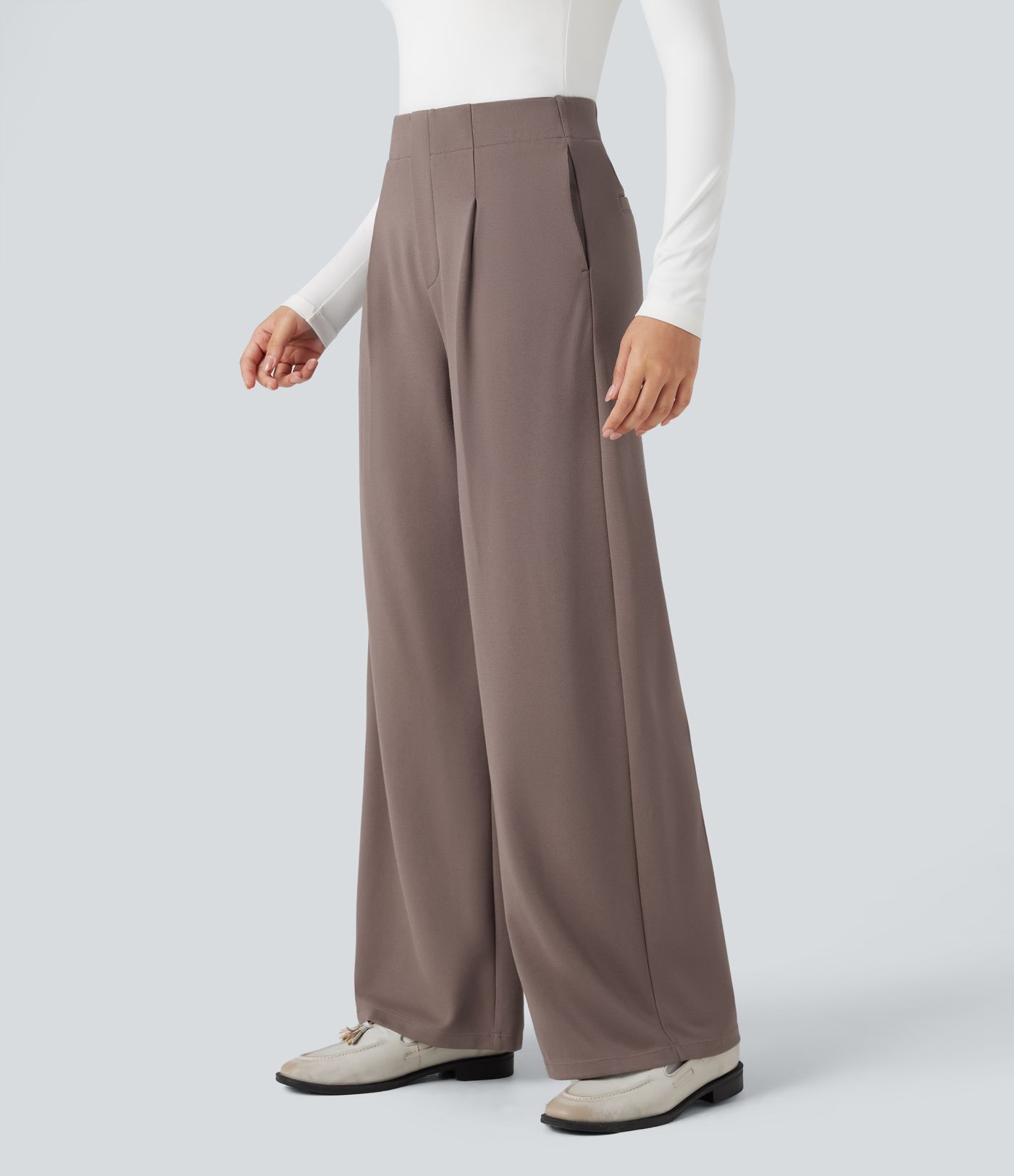 Halara Flex™ High-waisted Tummy Control Built-in Underwear Work Barrel Leg Pants with Pockets