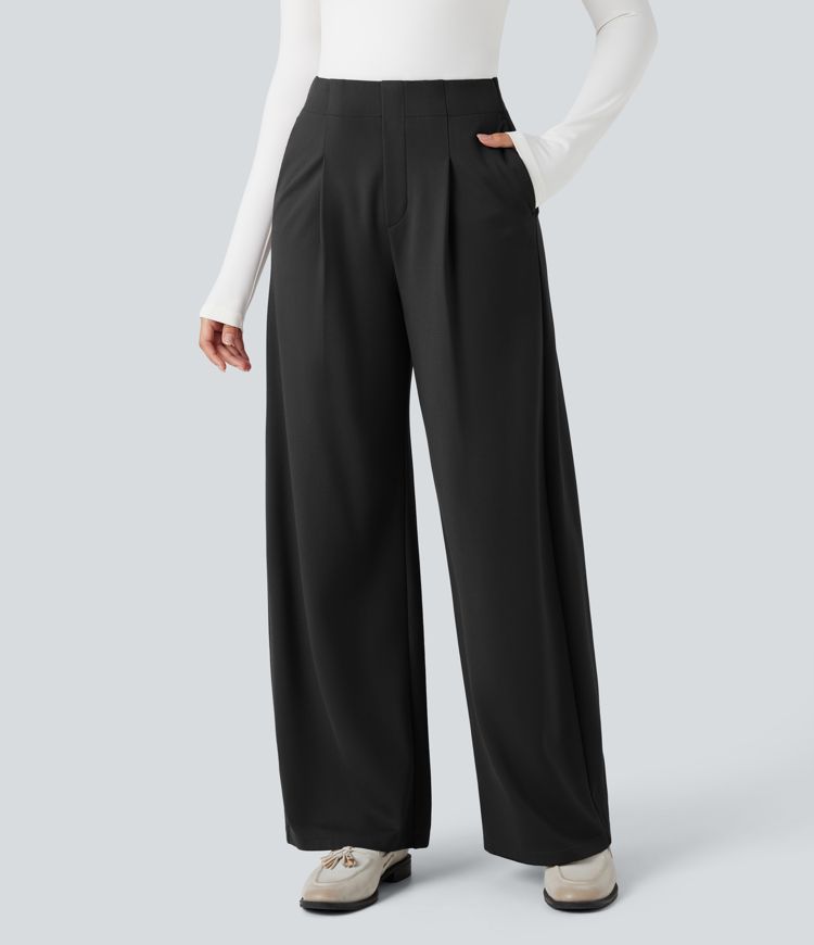 Halara Flex™ High-waisted Tummy Control Built-in Underwear Work Barrel Leg Pants with Pockets