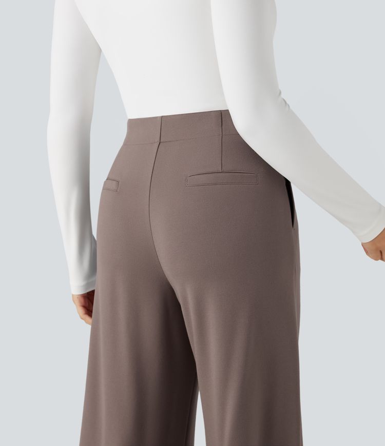 Pantalon tailleur barrel Halara Flex™ gainant sous-vêtement intégré taille haute avec poches