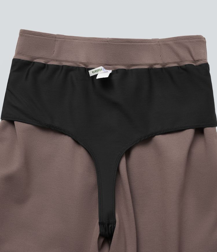 Pantalon tailleur barrel Halara Flex™ gainant sous-vêtement intégré taille haute avec poches