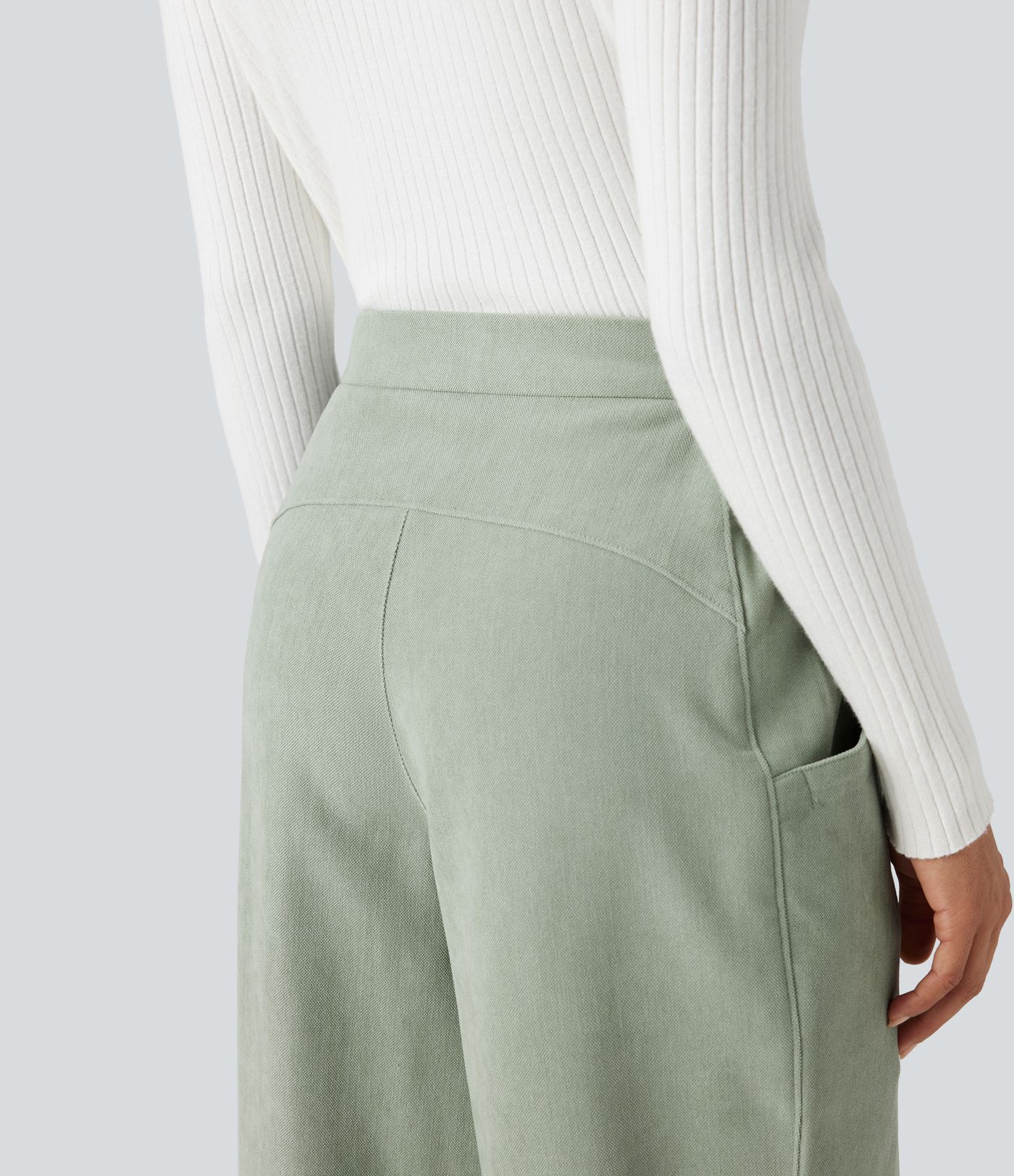 High-waisted Casual Barrel Leg Trousers with Pockets