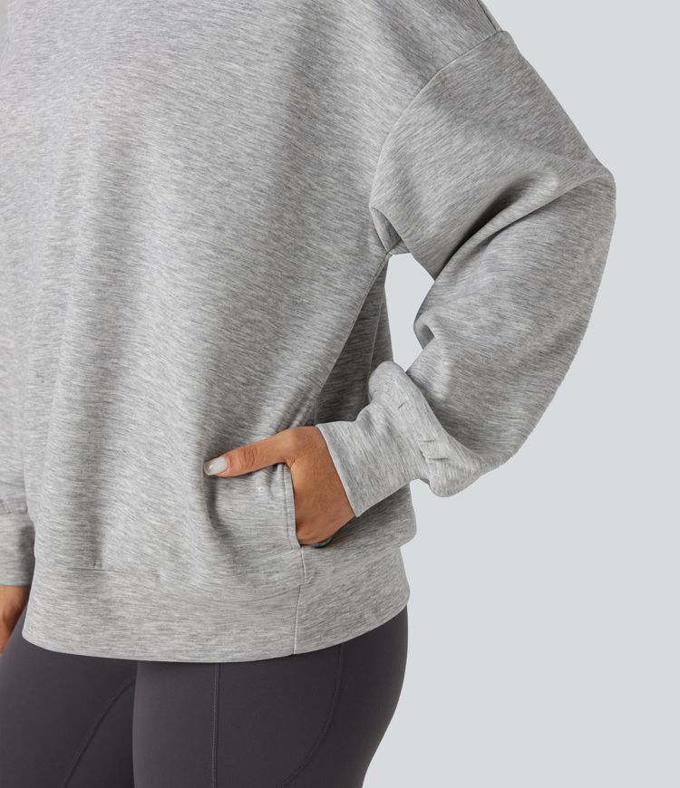 Sweat-shirt col rond manches longues coupe décontractée avec poches