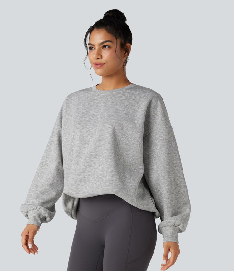 Sweat-shirt col rond manches longues coupe décontractée avec poches