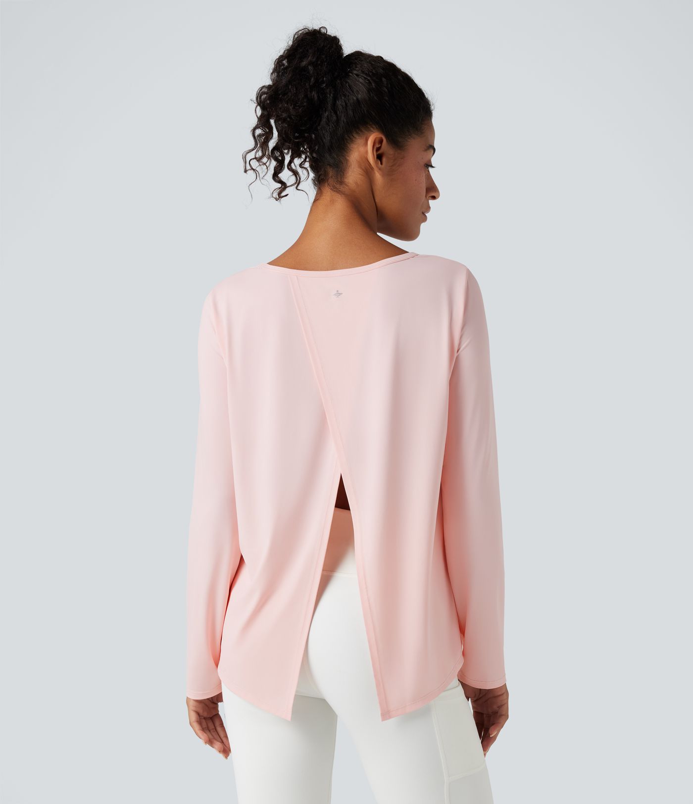 Scoop Neck Long Sleeve Split Relaxed Yoga Sports Top