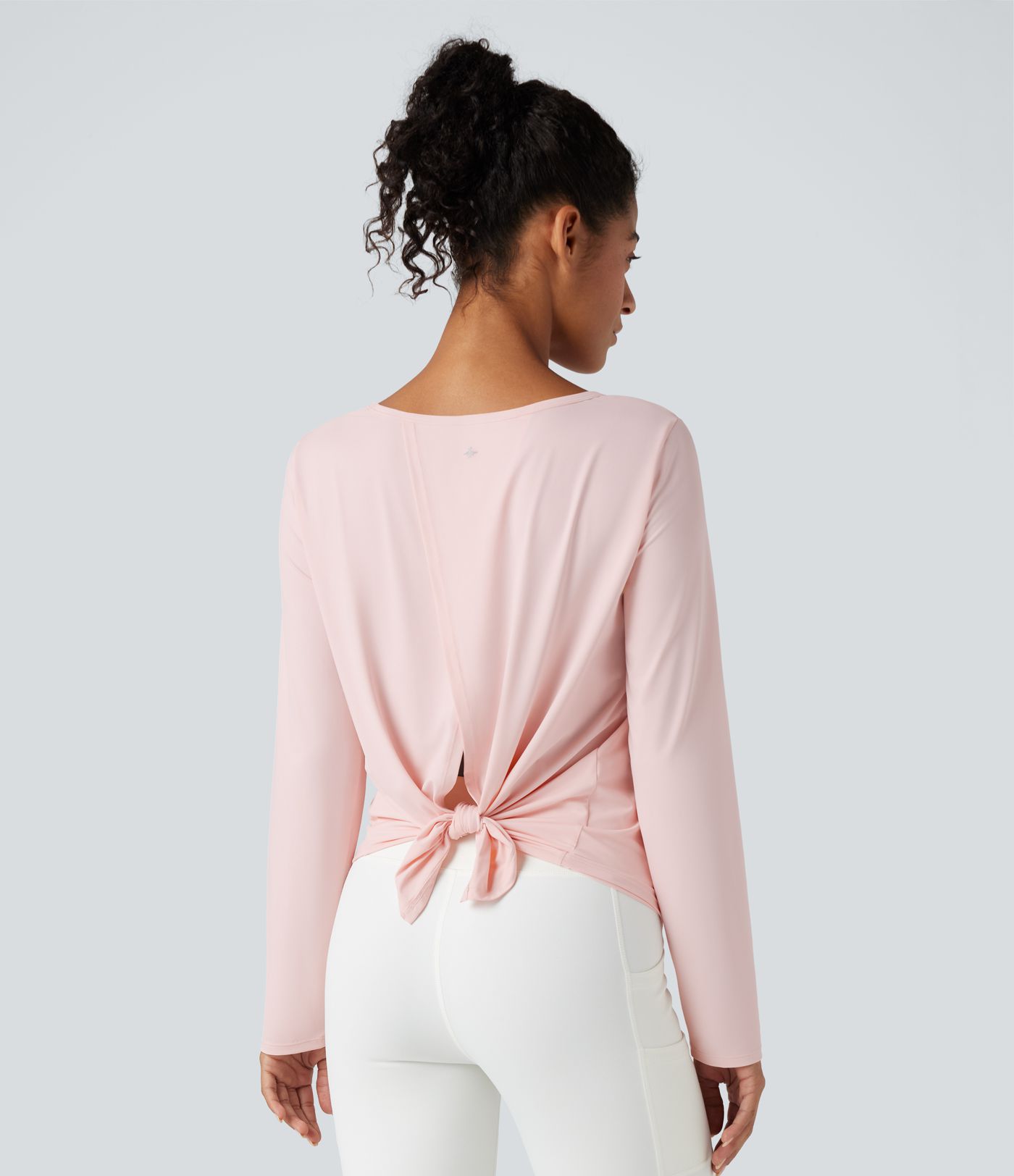 Scoop Neck Long Sleeve Split Relaxed Yoga Sports Top
