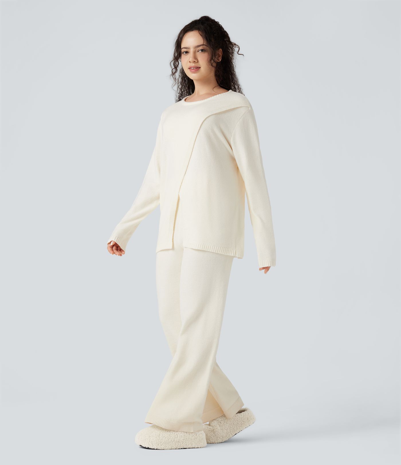 Pull maille col rond manches longues détente