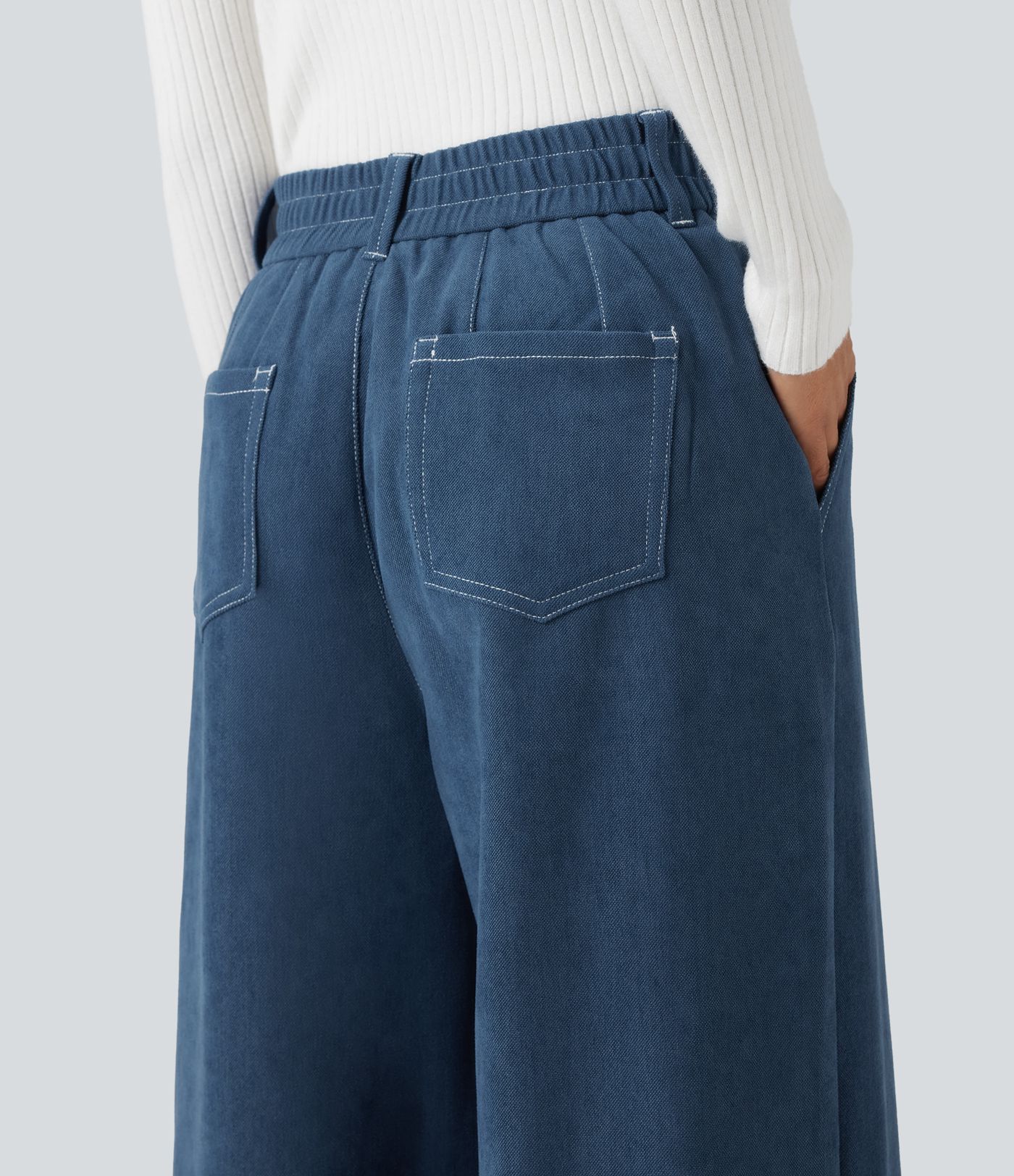 Pantalon baggy taille haute avec poches