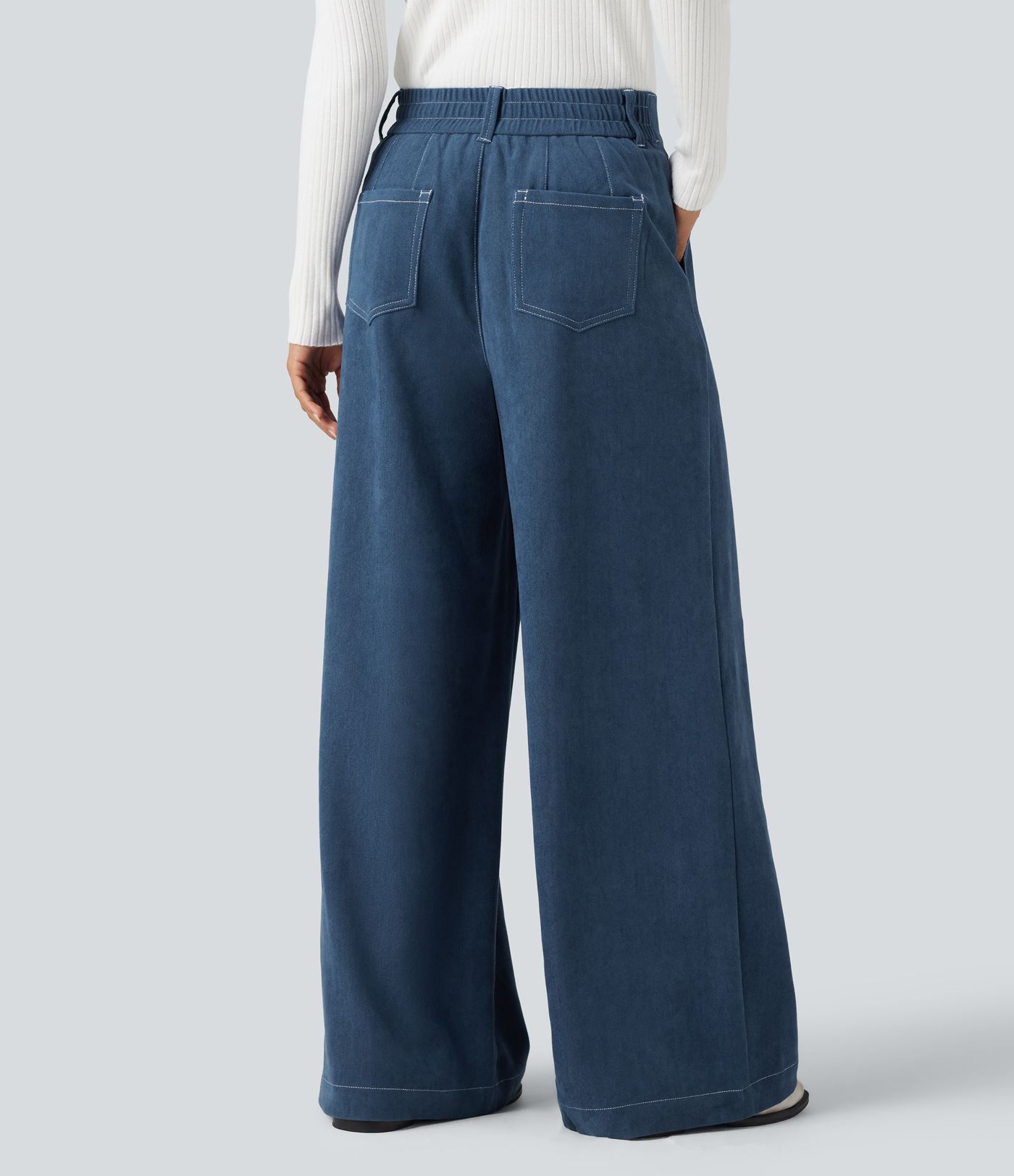 Pantalon baggy taille haute avec poches