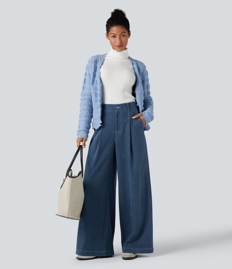 Pantalon baggy taille haute avec poches