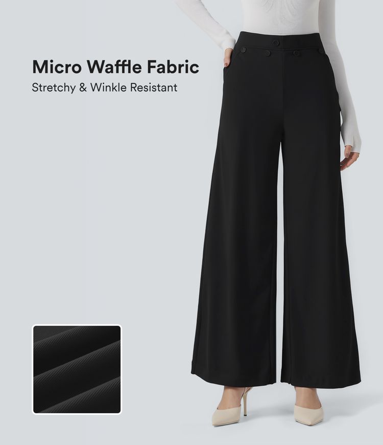 Halara Flex™ High Waisted Micro Waffle Work Baggy Pants with Pockets