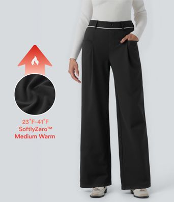 SoftlyZero™ Plush Thermal Mid Rise Straight Leg Work Pants with Pockets