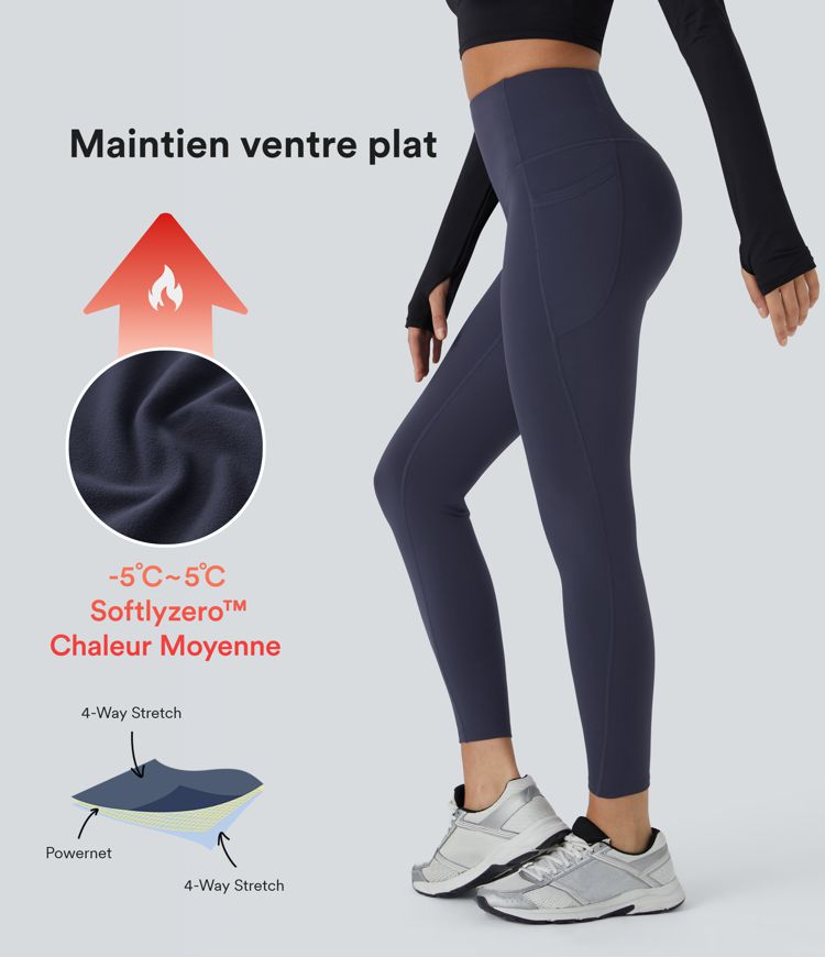Legging de sport taille haute gainant et thermique Softlyzero™ avec poches