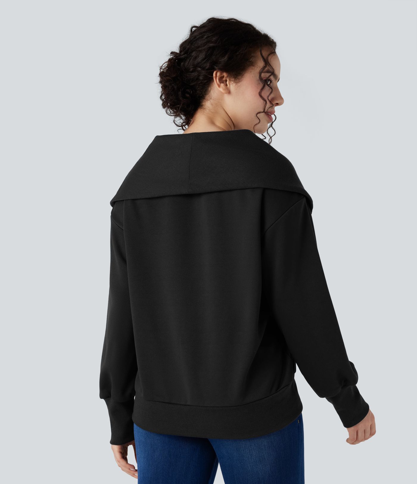 Half Zipper Long Sleeve Relaxed Casual Sweatshirt