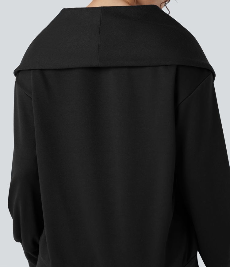 Sweat décontracté ample demi-zip à manches longues