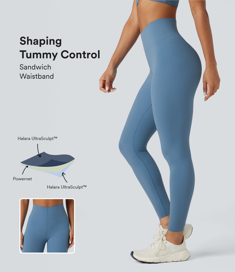 Halara UltraSculpt™ SoCinched V-Shaped High Waisted Tummy Control Training 7/8 Leggings