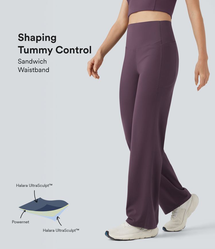 Halara UltraSculpt™ SoCinched High-waisted Tummy Control Yoga Straight-leg Pants with Pockets