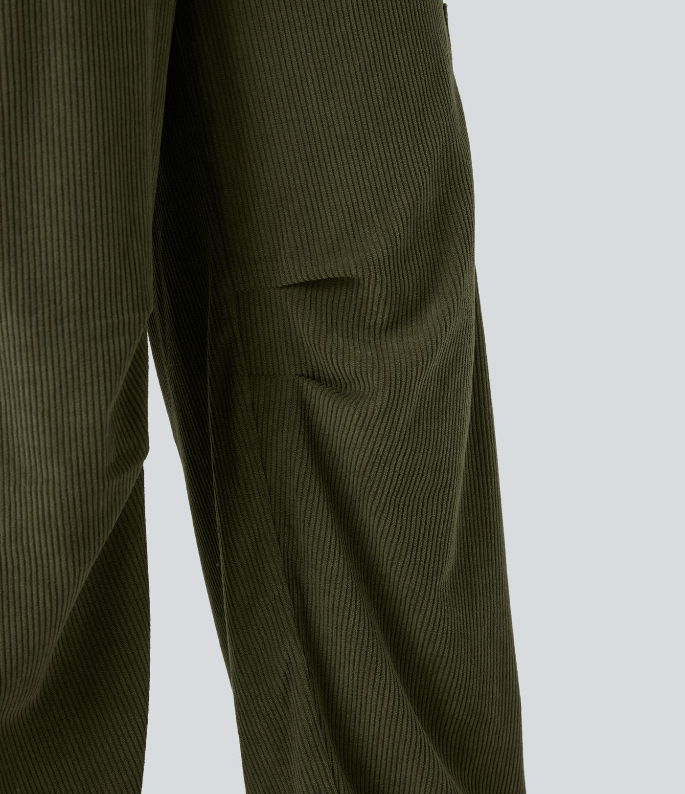 High Waisted Straight Leg Corduroy Casual Pants with Pockets