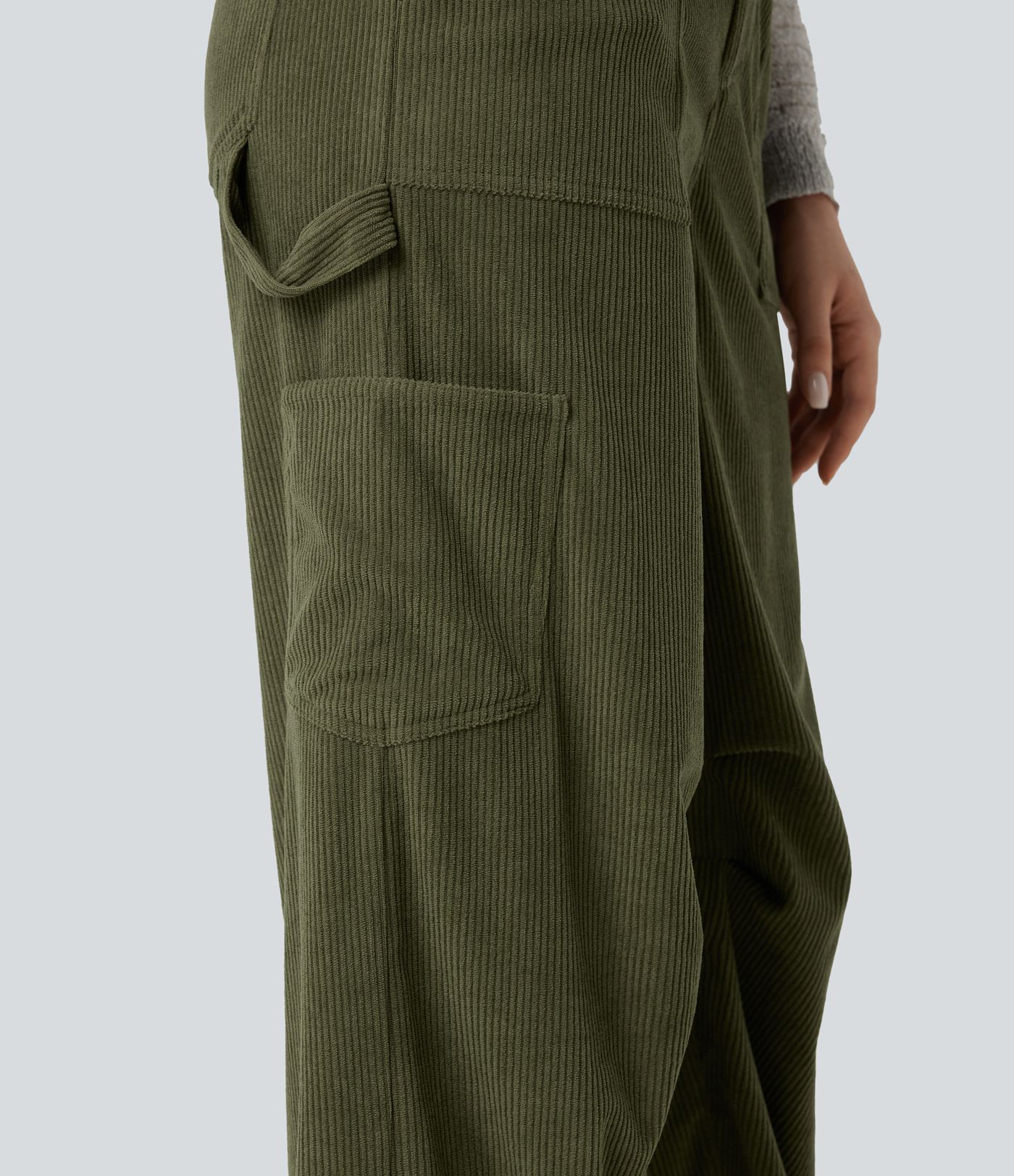 High Waisted Straight Leg Corduroy Casual Pants with Pockets