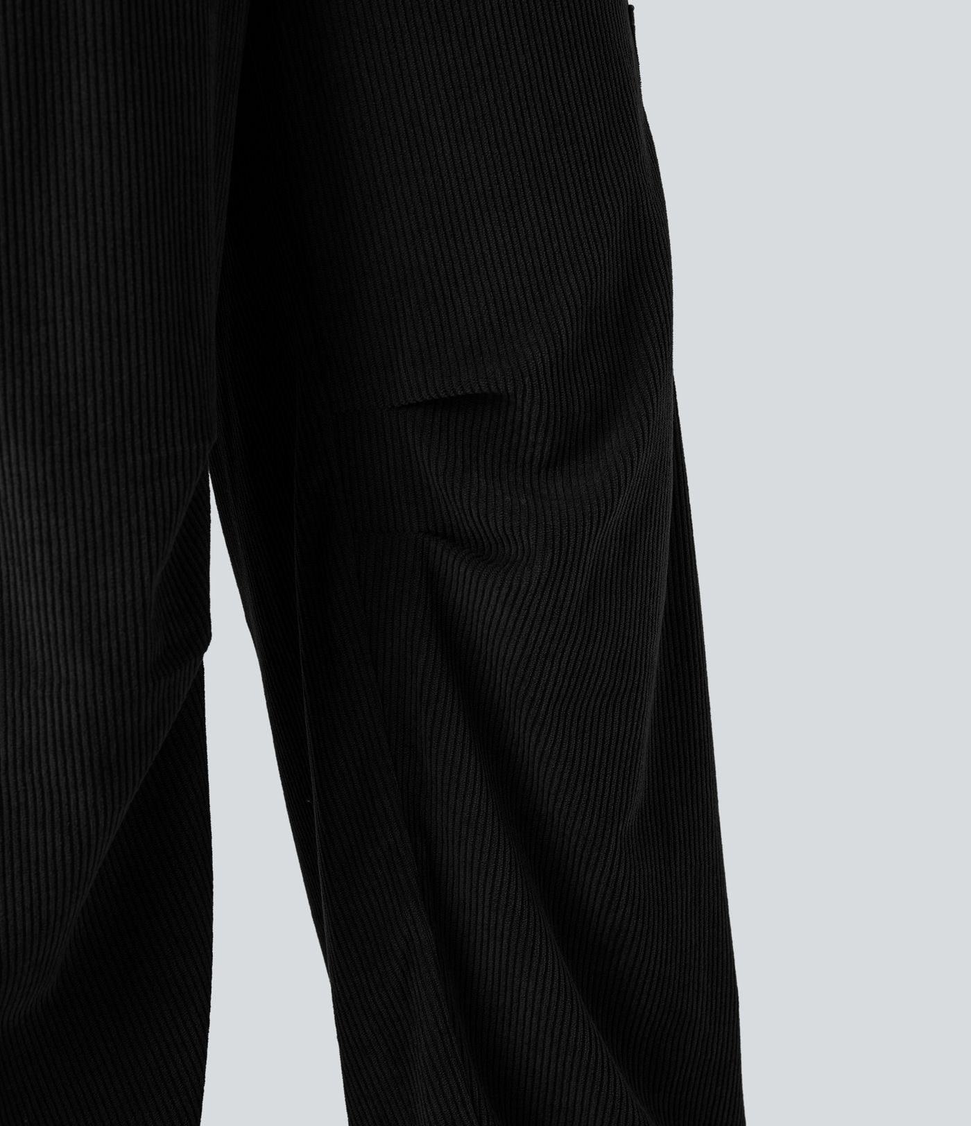 Pantalones casual de pana de talle alto y pierna recta con bolsillos