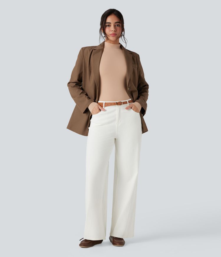 High Stretch Skin Friendly Mock-neck Long Sleeve Skinny Casual Bodysuit