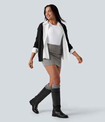 Hooded Drawstring Long Sleeve Zipper Casual Cardigan with Pockets