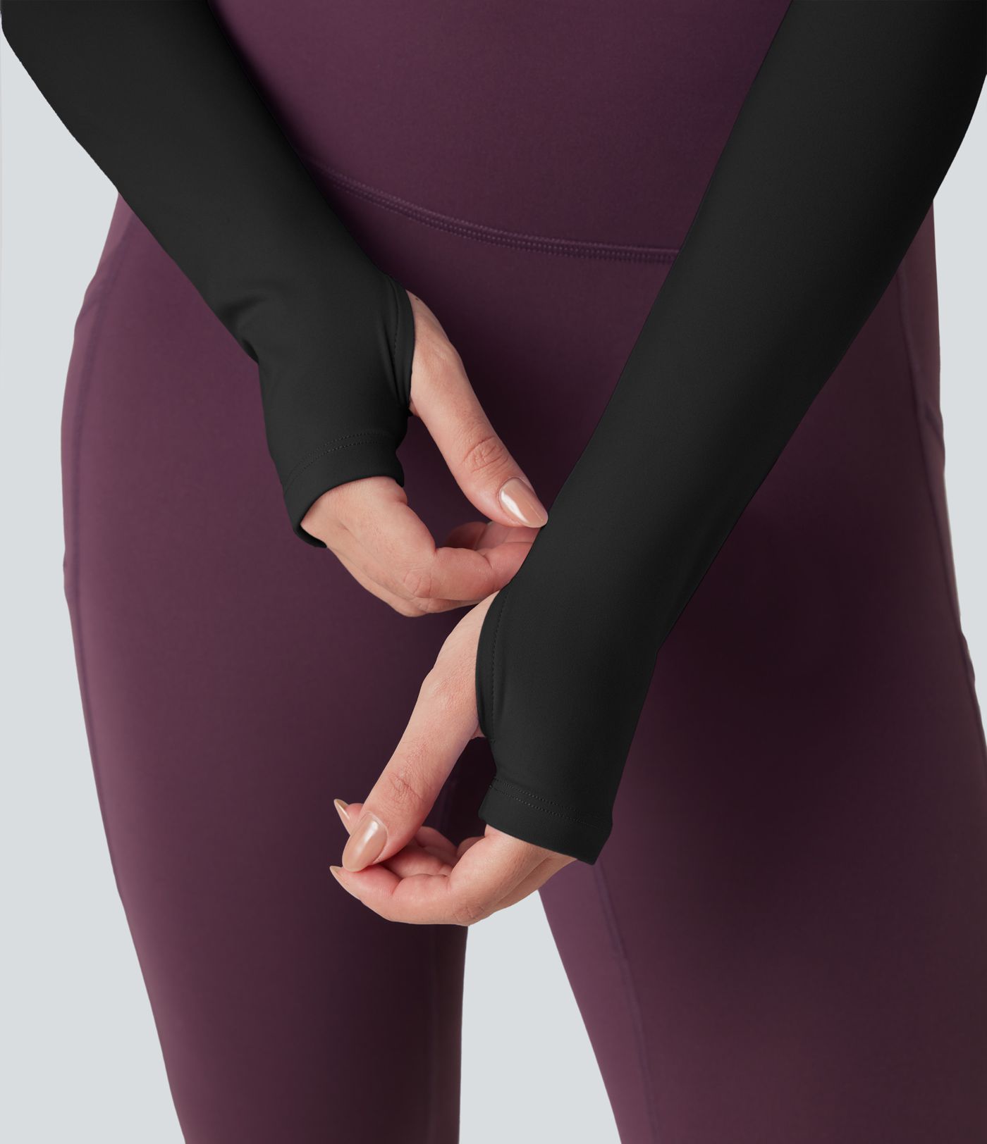 SoftlyZero™ Plush Round Neck Long Sleeve Thumb Hole Crossover Hem Yoga Sports Top