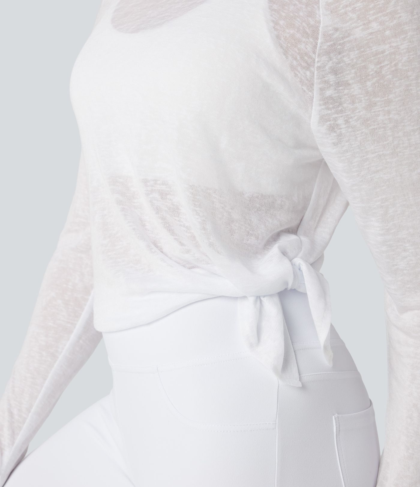 Sheer One Shoulder Long Sleeve Thumb Hole Yoga Sports Top