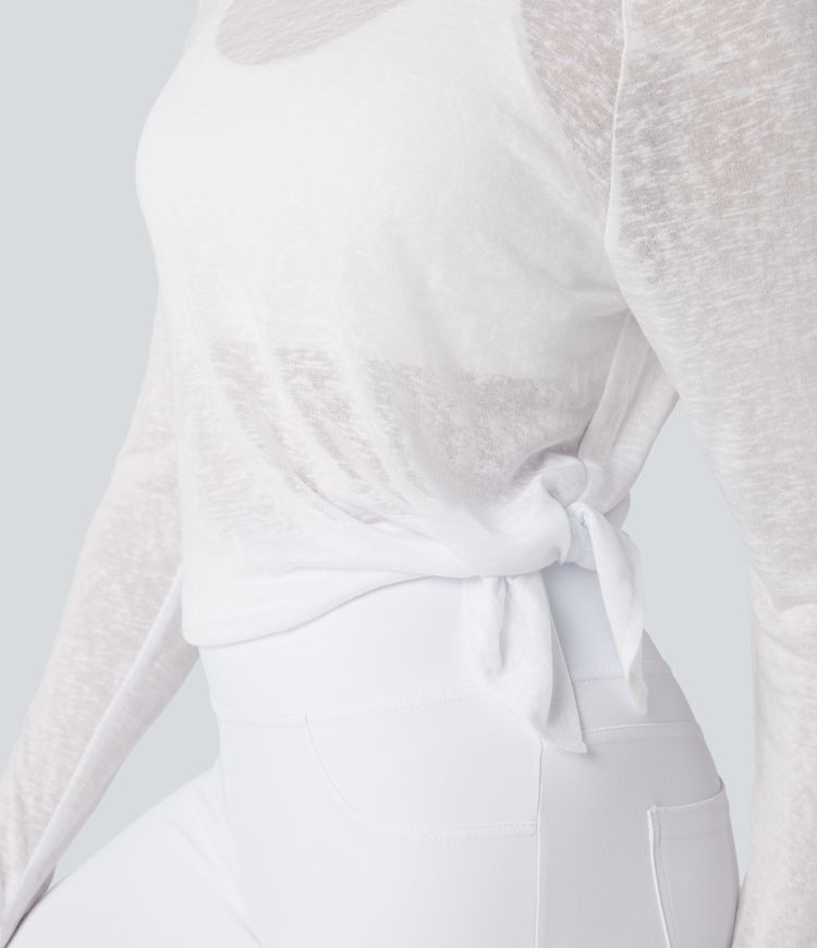 Sheer One Shoulder Long Sleeve Thumb Hole Yoga Sports Top