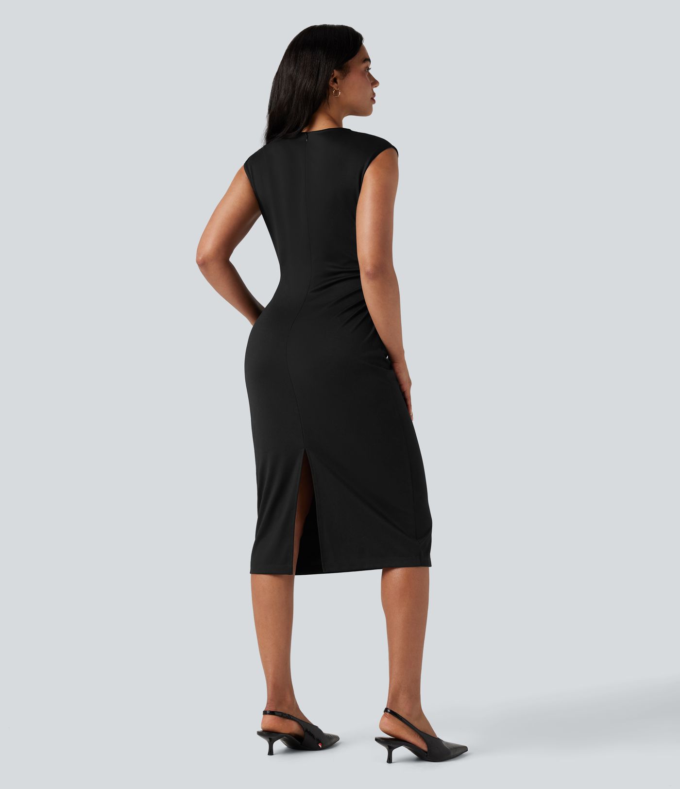 Round Neck Sleeveless Work Bodycon Midi Dress