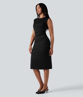 Round Neck Sleeveless Work Bodycon Midi Dress