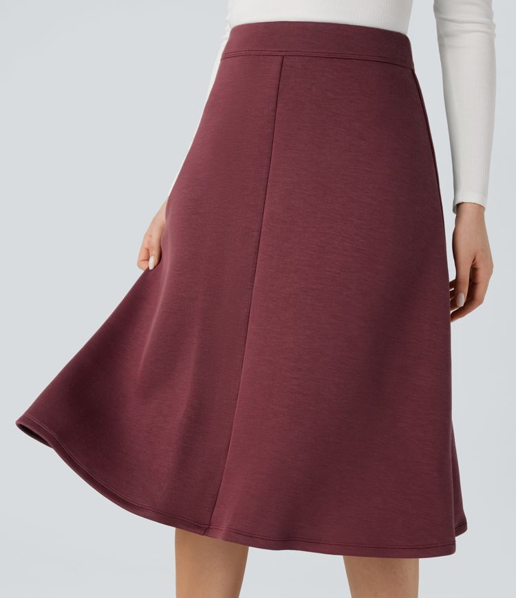 SpacerTek™ High Waisted Tummy Control 2-in-1 Midi Work Skirt