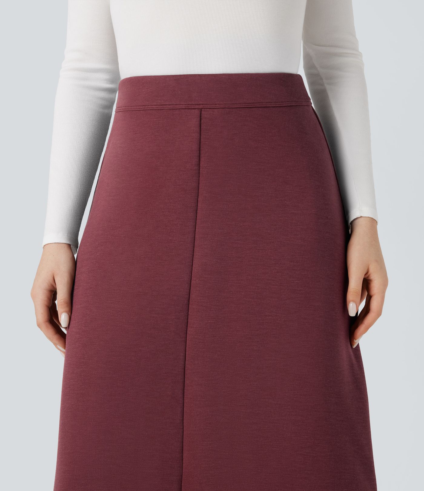 SpacerTek™ High Waisted Tummy Control 2-in-1 Midi Work Skirt