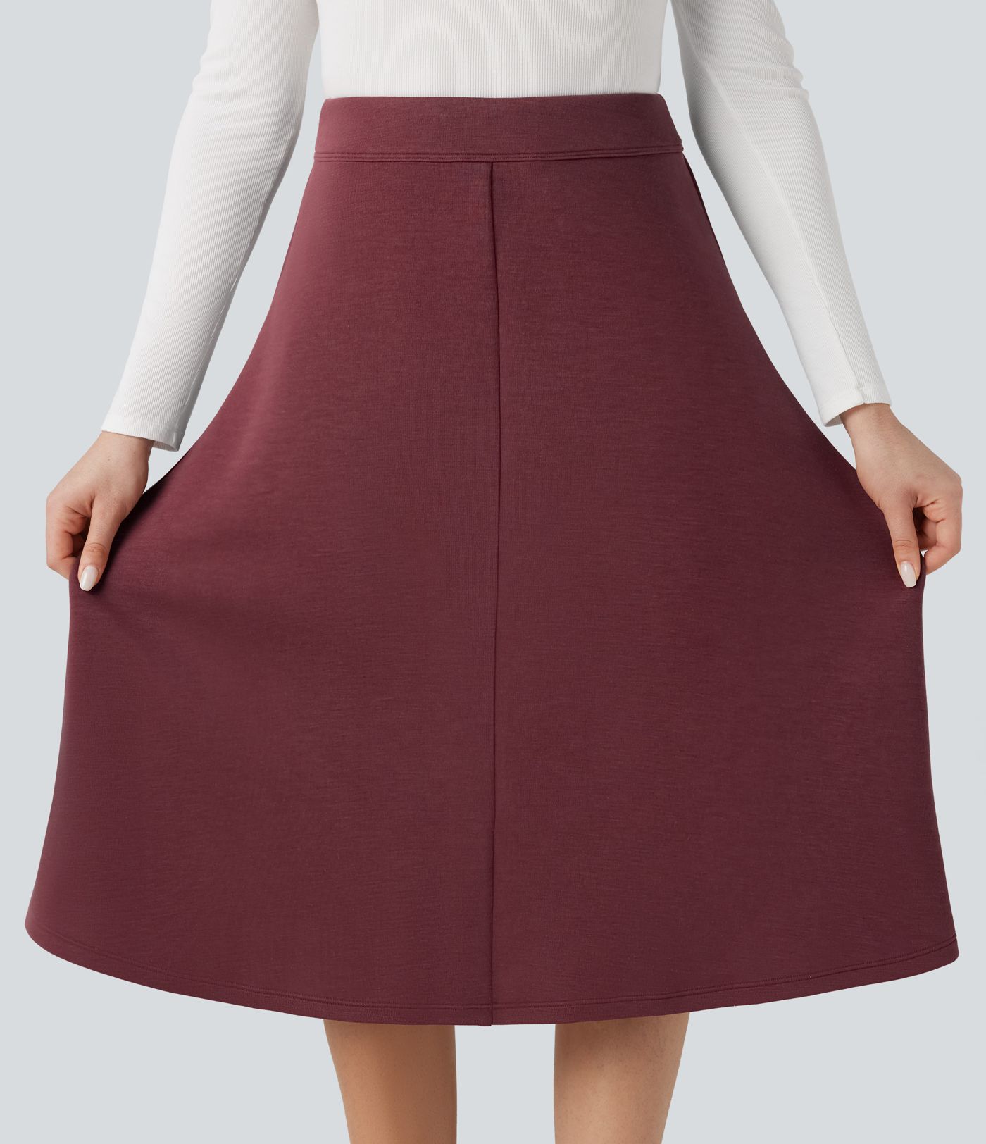 SpacerTek™ High Waisted Tummy Control 2-in-1 Midi Work Skirt