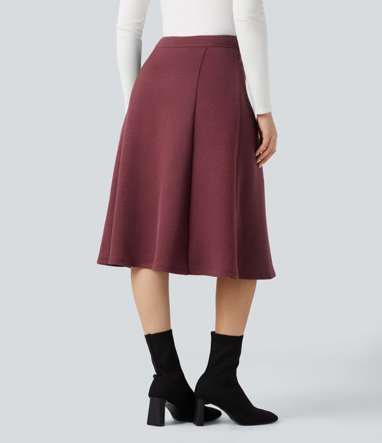 SpacerTek™ High Waisted Tummy Control 2-in-1 Midi Work Skirt