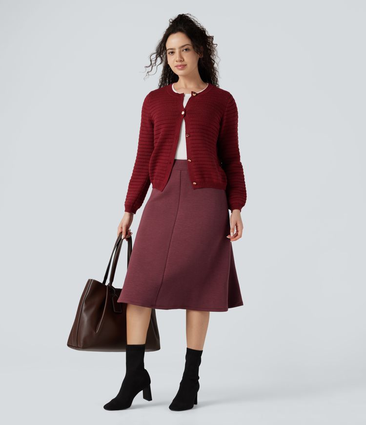 SpacerTek™ High Waisted Tummy Control 2-in-1 Midi Work Skirt