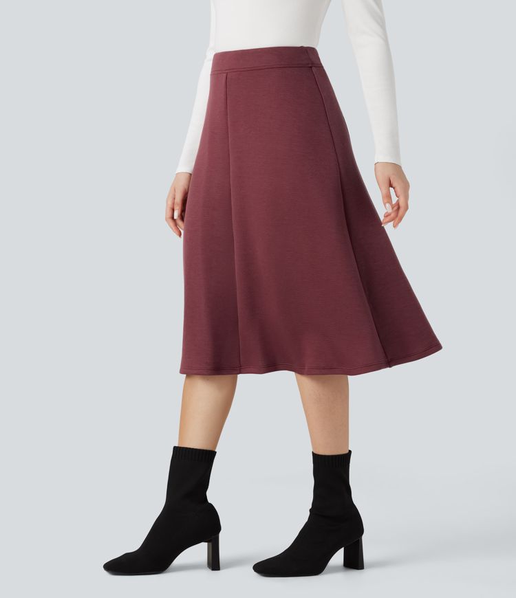 SpacerTek™ High Waisted Tummy Control 2-in-1 Midi Work Skirt