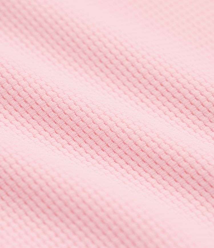 Round Neck Long Sleeve Curved Hem Waffle Casual Top