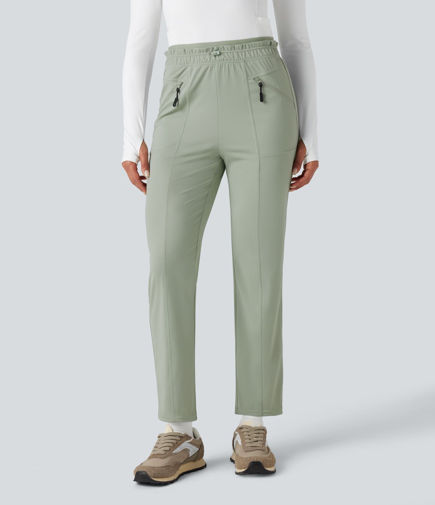 Frill High Waisted Quick Dry Hiking Pants with Pockets-UPF40+