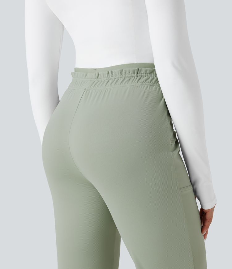 Frill High Waisted Quick Dry Hiking Pants with Pockets-UPF40+