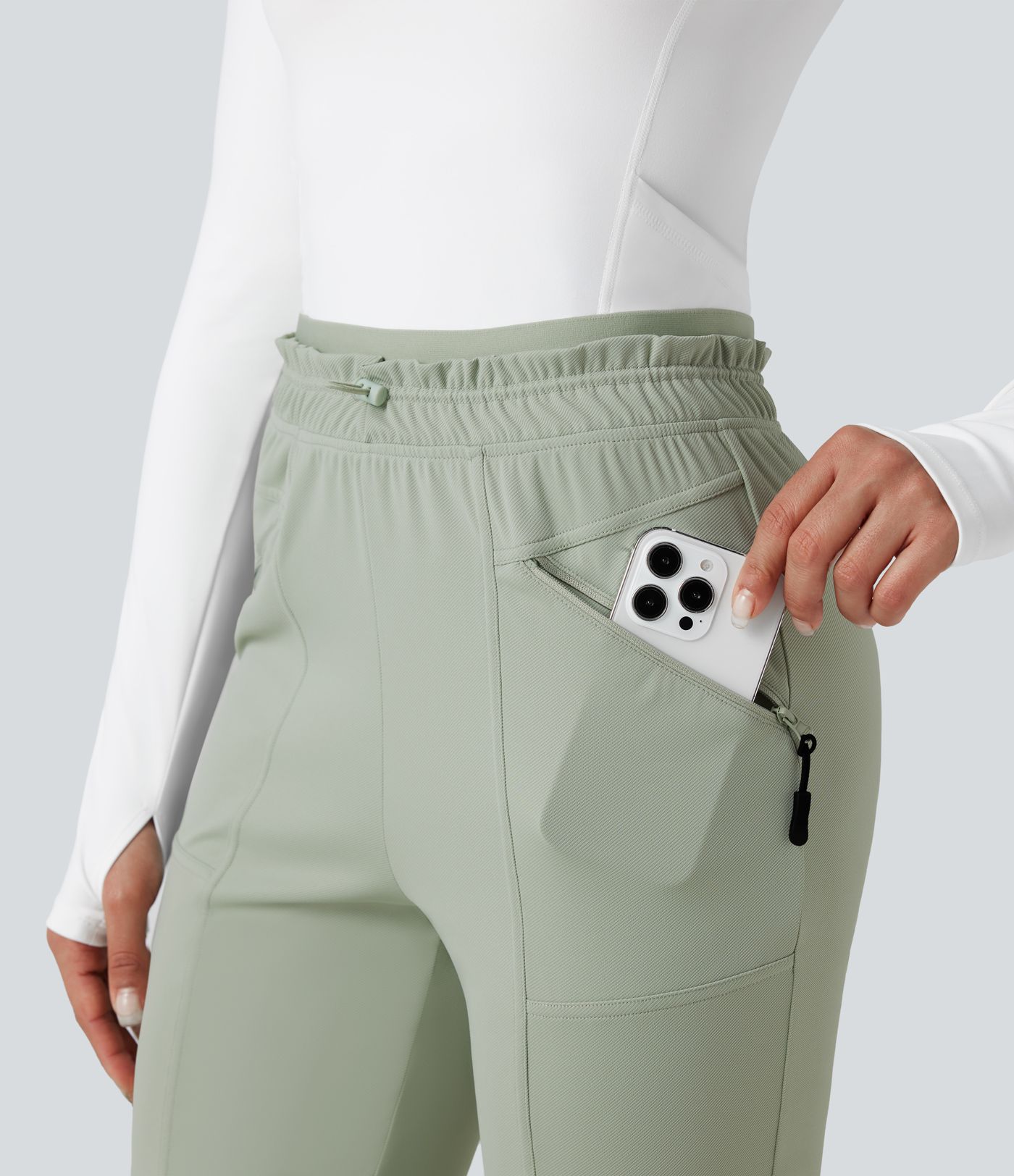 Frill High Waisted Quick Dry Hiking Pants with Pockets-UPF40+