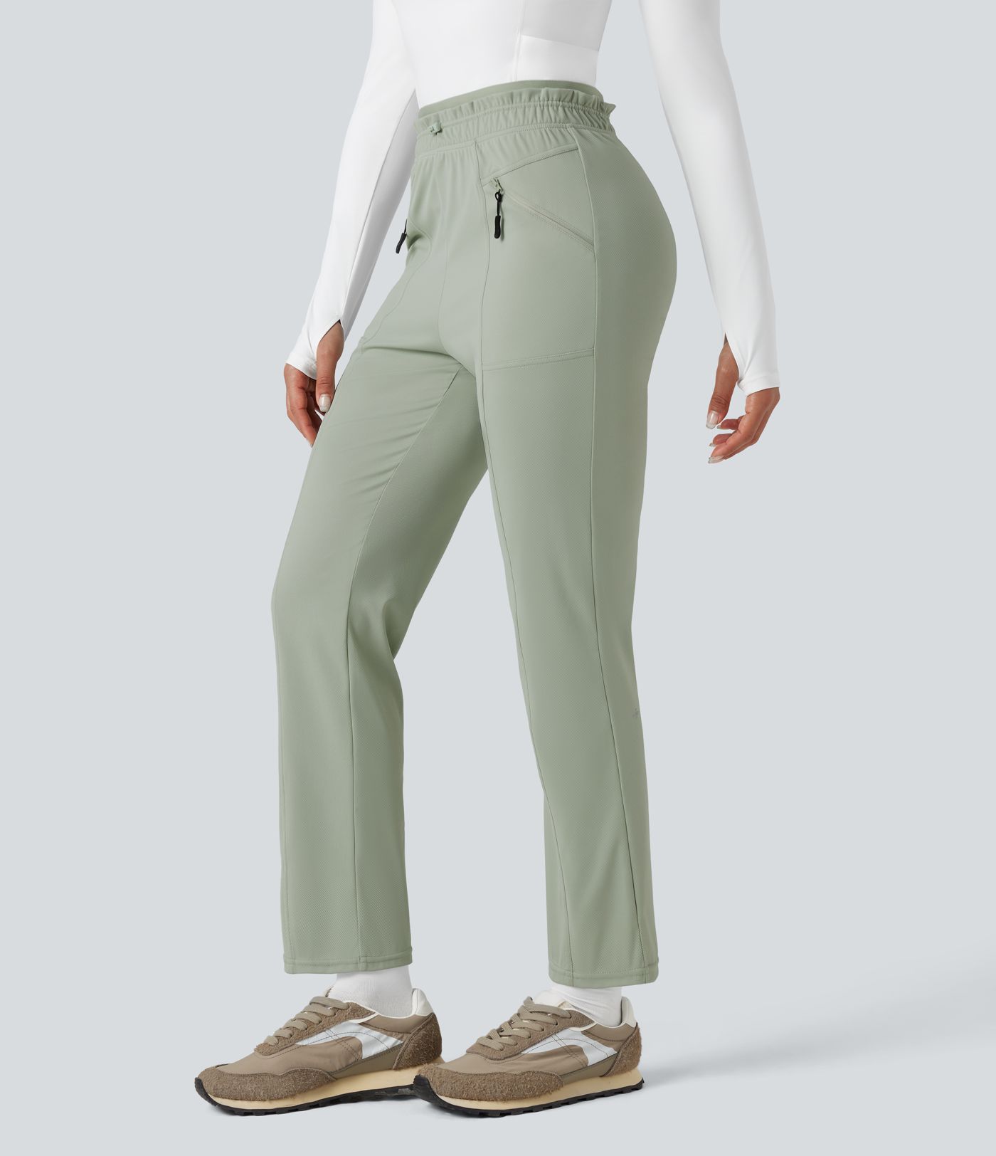 Frill High Waisted Quick Dry Hiking Pants with Pockets-UPF40+