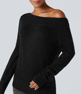 One Shoulder Long Sleeve Casual Sweater