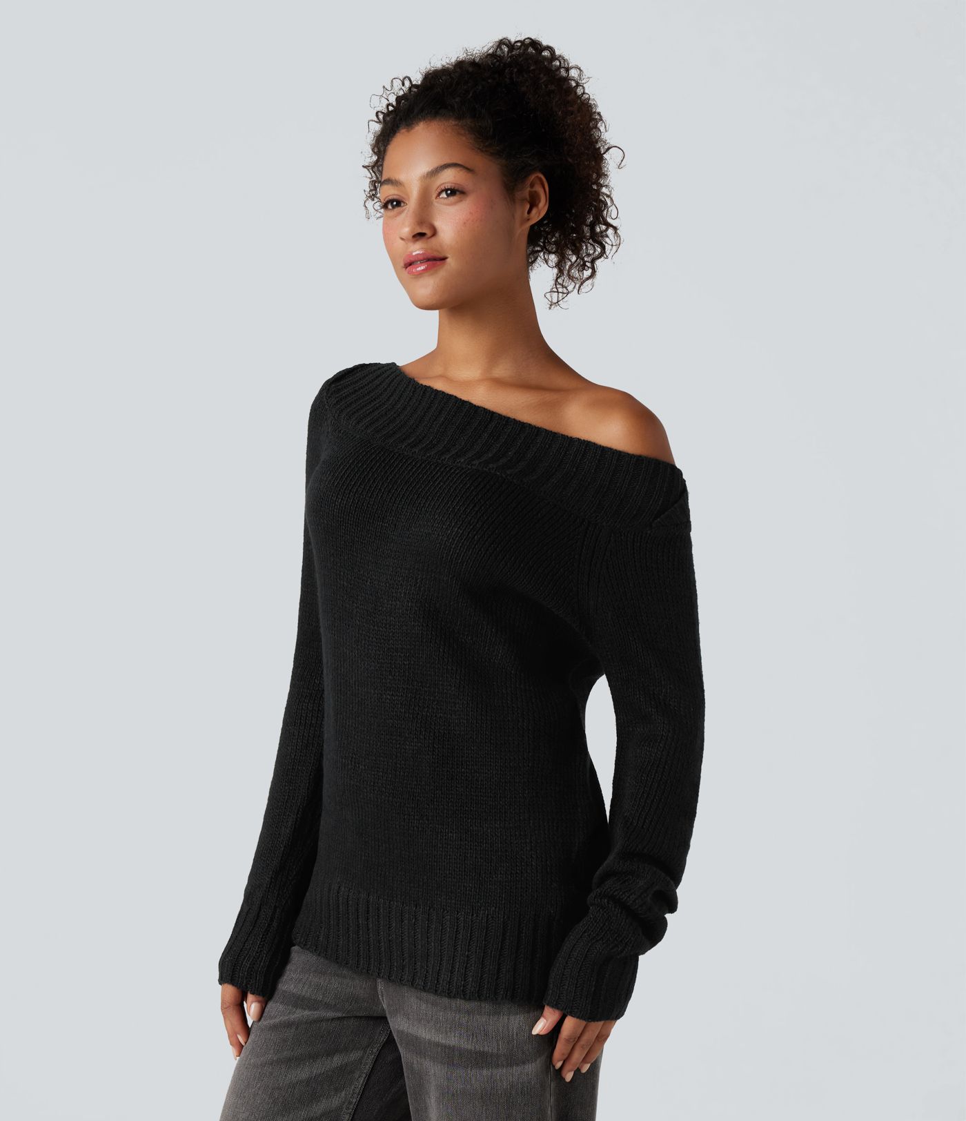 One Shoulder Long Sleeve Casual Sweater